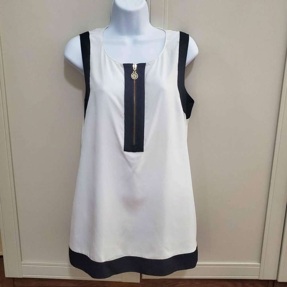 ANNE KLEIN Blouse Size L White And Black